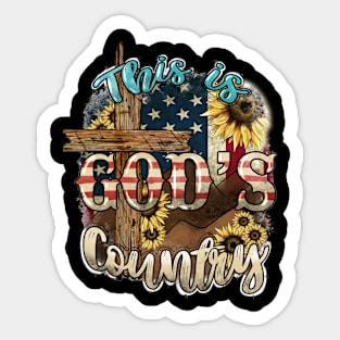 This Is God's USA Country Christian Sunflower American Flag Sticker